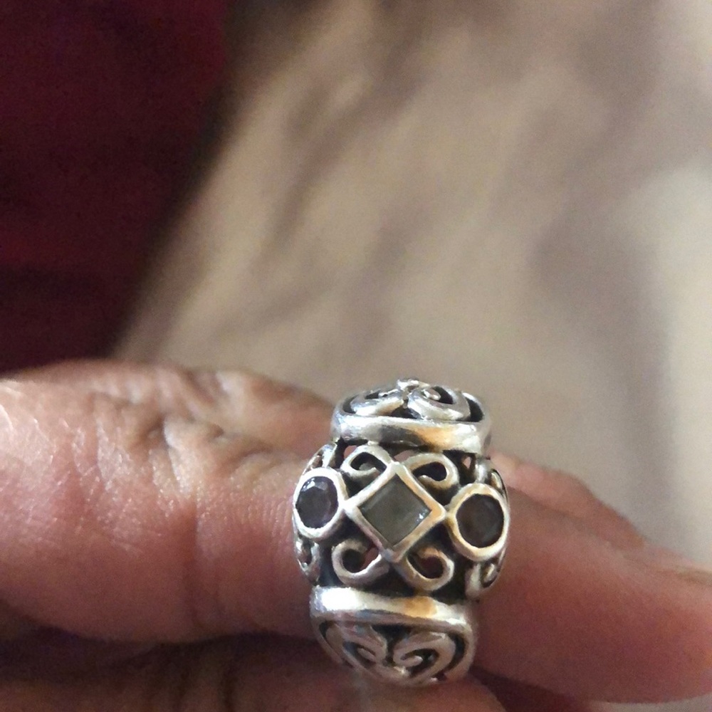 925 Silver ring 3stones real stone